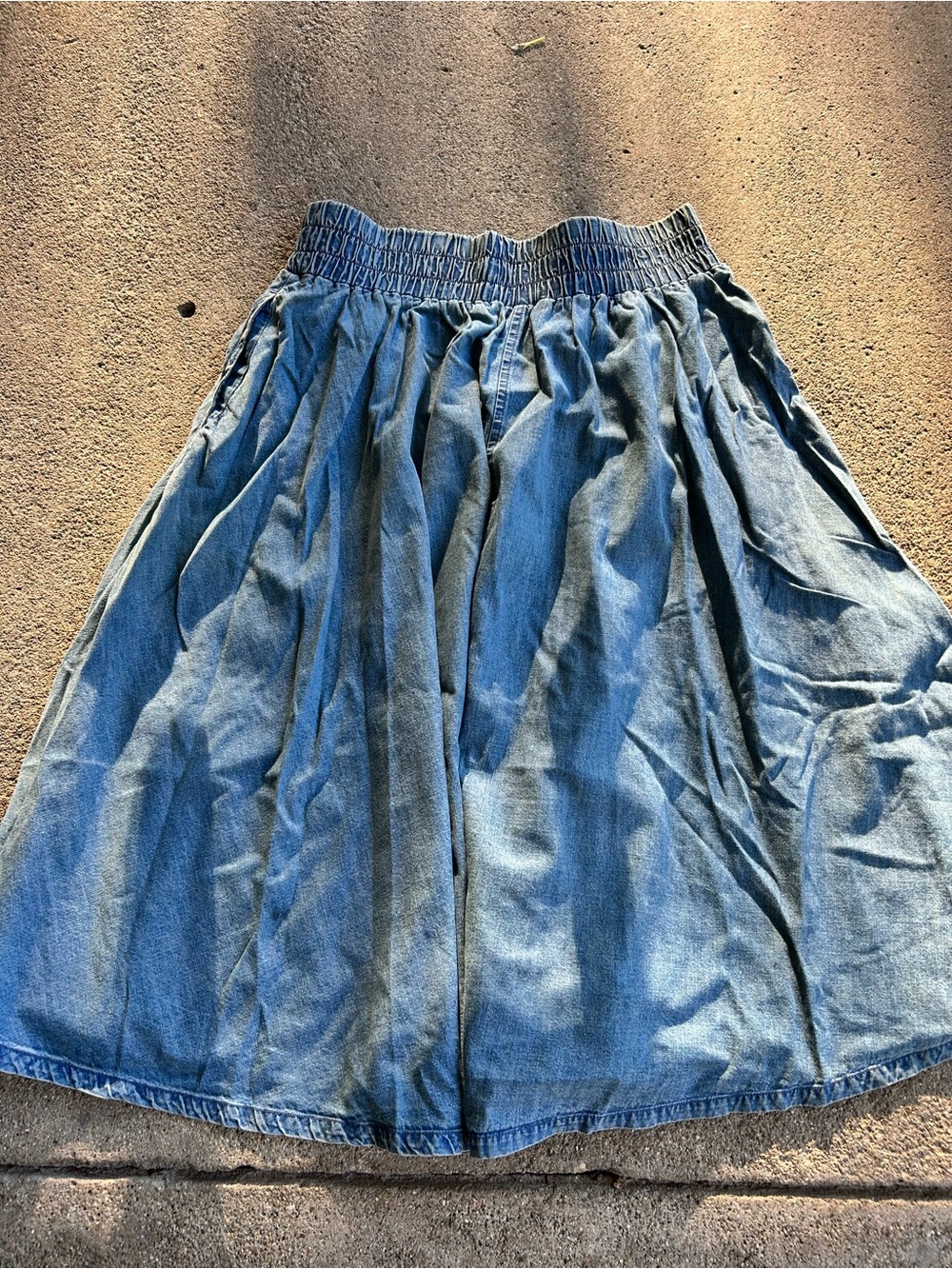 Free People Flowy Denim Maxi Skirt size large